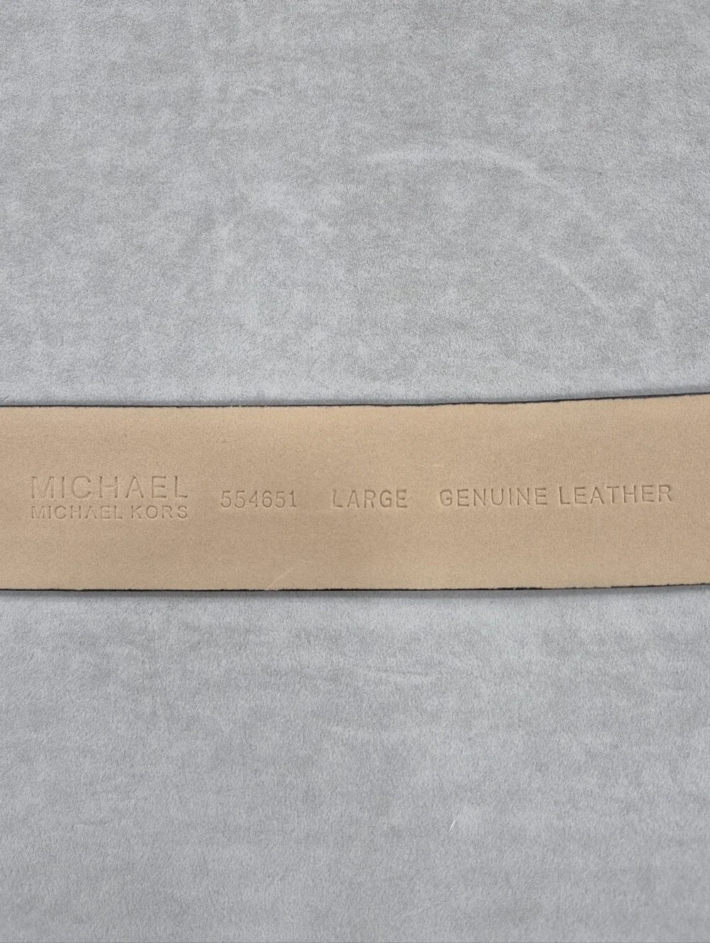Michael Kors belt women's large black leather croc embossed silver buckle logo
